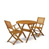 East West Furniture 3-Piece Outdoor Dining Table Set Includes a Bistro Table & 2 Folding Dining Chairs Perfect for Garden,Terrace,Bistro,Porch - 3 of 4