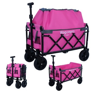 HTUTWOO 3-in-1 Convertible Folding Wagon, Expandable Dual-Layer Wagon, 180L Capacity All-Terrain Wheels, for Camping, Shopping, Gardening, Fishing - 1 of 4