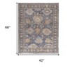 Blue Gray and Tan Oriental Hand Knotted Worn Faded Area Rug - 3 of 4