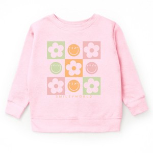 The Juniper Shop SmileyWorld Checkered Floral Smile Youth Sweatshirt - 1 of 3