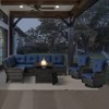 POCASSY 5PCS Outdoor Furniture Set with Fire Pit Table, Outdoor Conversation Set with All Weather Brown Wicker Sectional Sofa and Swivel Chair - 2 of 4