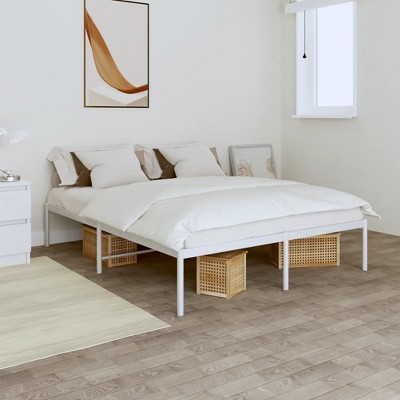 vidaXL Metal Bed Frame White 59.1 in.x78.7 in.