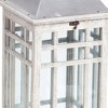 HomeRoots Set of Two White And Silver Distressed Geometric Metal Floor Lantern Candle Holders - 4 of 4