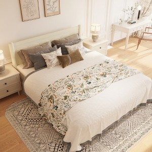 KWPZQEB Platform Bed Frame-Classic Wood Platform Bed Frame with Headboard and Wooden Slat Support, Under Foundation Storage,No Box Spring Needed - 1 of 4