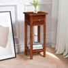 Tangkula Wooden End Table Nightstand w/Storage Shelf and Drawer for Livng room Rustic Brown - 2 of 4