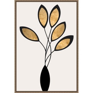 Amanti Art Five Black and Gold Flowers by Kubistika Canvas Wall Art Print Framed 16 x 23-in. - 1 of 4