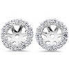 Pompeii3 Women's 5/8ct Diamond Studs & Halo Earring  Jackets Solid 14k White Gold - 2 of 4