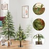 LuxenHome 3-Piece Artificial Trees with Lights and Flat Metal Stand, Holiday Set (3Ft, 4Ft, 5Ft) Green - 2 of 4