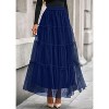 Tulle Skirts for Women 2025 Fall Fashion Elastic High Waisted Fairy Tiered Flowy A-Line Casual Maxi Long Skirt Navy Blue - 2 of 4