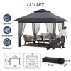 12 x 12ft Pop-up Gazebo, Double Roof Outdoor Canopy Tent with Mosquito Netting - 3 of 4