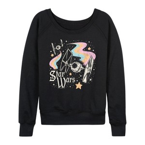 Women's - Star Wars - TIE Fighters Celestial Ships Lightweight French Terry Wide Neck Long Sleeve Shirt - 1 of 4