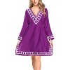 LA LEELA Women's Loose Mini Beachwear Swim Suit Dress Holiday Short Summer Beach Dress Bathing Suit Cover Ups 8-12 Purple, Solid - image 3 of 3