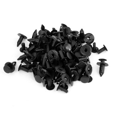 Unique Bargains 100 Pcs Car 8mm Fit Hole Black Plastic Rivet Fenter Bumper Clips Fastner Push