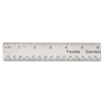 Universal Stainless Steel Ruler w/Cork Back and Hanging Hole 12" Silver 59023