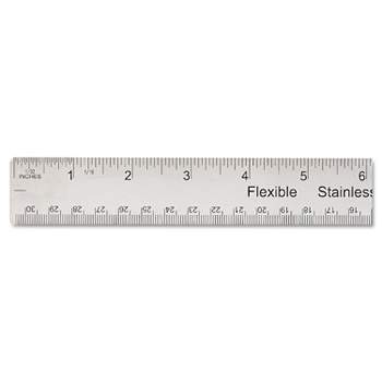 Stainless Steel Office Ruler with Non Slip Cork Base, Standard/Metric, 18 inch Long | Bundle of 5 Each