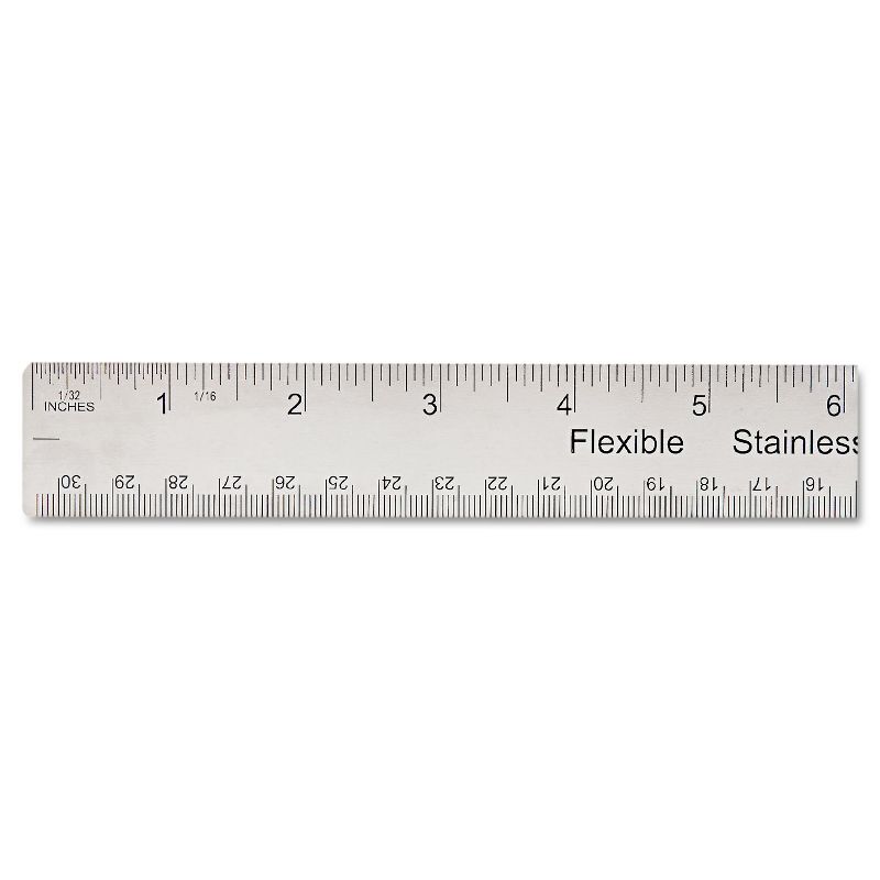 Universal Stainless Steel Ruler w/Cork Back and Hanging Hole 12" Silver 59023, 1 of 2
