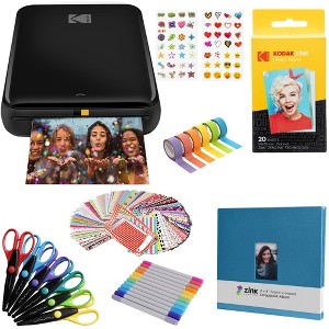Kodak Step Mobile Instant Photo Printer 2x3" (Black) & Scrapbook Bundle for iOS & Android - 1 of 4