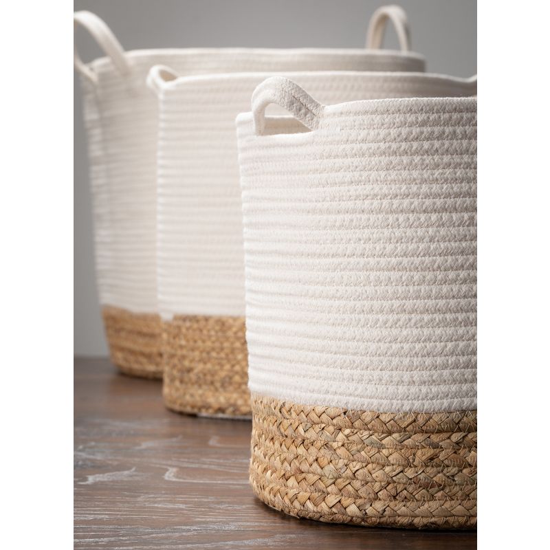 Sullivans Set Of 3 Basket Water Hyacinth Baskets 18.5"H, 14.5"H & 12.5"H Off-White, 3 of 7