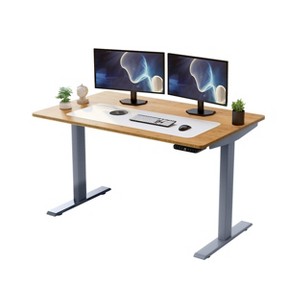 48"x30" Electric Standing Desk with Adjustability ( 27.2"-45.3") Natural Bamboo Gray - Uncaged Ergonomics - 1 of 4