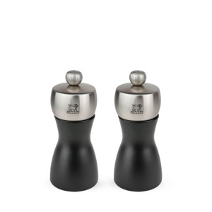 Peugeot | Fidji Duo, Set Pepper and Salt Mills, Wood/Stainless, Black, 12 cm - 5 in - 1 of 2
