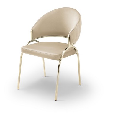 LOVMOR Modern Living Dining Room Accent Chairs w/Metal & Gold Legs,Set of 2