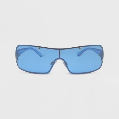 Women's Rimless Wrap Shield Sunglasses - Wild Fable™ Blue : Target