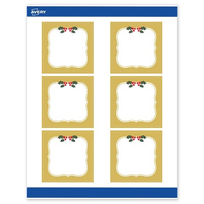 Avery Labels, 3" x 3", Gold-Metallic Berries, Matte, 60ct