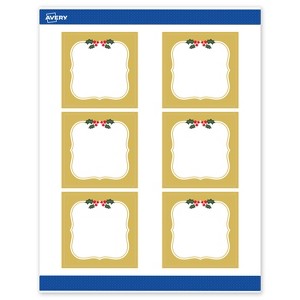 Avery Labels, 3" x 3", Gold-Metallic Berries, Matte, 60ct - 1 of 4