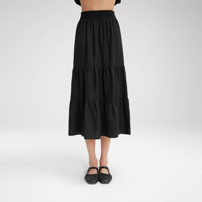 Women's Wide Shirred Waistband A-Line Skirt - Wild Fable™ Black XL