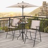 Costway 4PCS Patio Bistro Set Folding Counter Height Chairs Round Bar Table& Umbrella - image 4 of 4