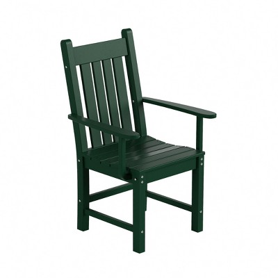 Dark Green HDPE Outdoor Dining Armchair with Fixed Arms
