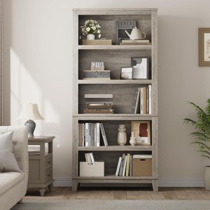 71" Tall Bookcase w/Adjustable Shelves & 31.5" Width, 5 Tier Farmhouse Bookshelf, Rustic Vintage Book Shelf for Living Room Office Library - 1 of 4