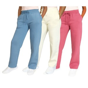 Blue Ice Women's Heavyweight Wide Leg Loose Fit Fleece Sweatpants-3 Pack - 1 of 3
