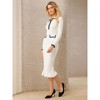 INSPIRE CHIC Women's Long Sleeve Contrast Trim Ruffled Fall Winter Ribbed Knit Bodycon Sweater Dress - 3 of 4
