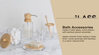 Clear Glass Soap Dish with Bamboo Insert