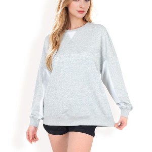 Anna-Kaci Women's Long Sleeve Oversized Crewneck Sweatshirt with Drop Shoulders - 1 of 4