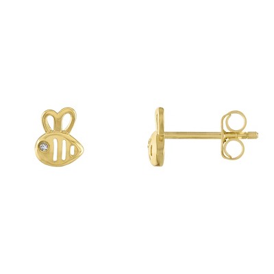 Junior Jewels 14K Gold Over Sterling Silver Children's Diamond Accent Bee Earrings