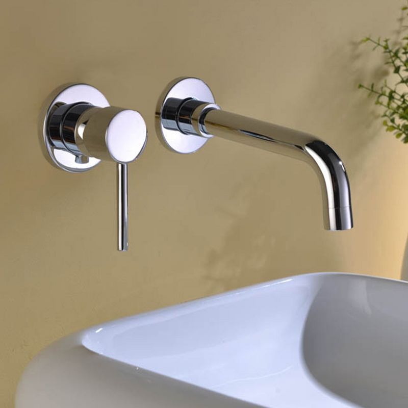 sumerain Wall Mounted Bathroom Sink Faucet Lavatory Faucet Chrome Finish, Left-Handed Design, 4 of 5