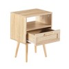 NicBex 1 Drawer Rattan Nightstand with Aluminum Alloy Handle,Bedside Table with 1 Shelf and Solid Wood Legs,Modern Side Table for Bedroom - 2 of 4