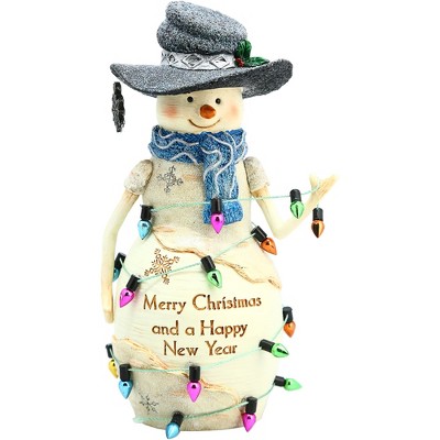 Pavilion Gift Company - New Year - 6" Snowman with String Lights - Decorative Objects