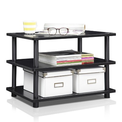 Easy Assembly 3-Tier Corner TV Stand in Black Wood