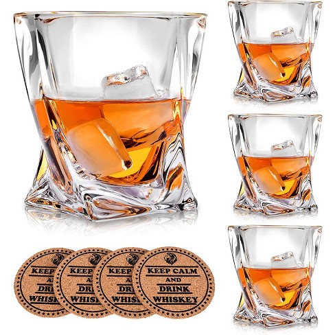 Vaci Glass Crystal Whiskey Glasses - Set Of 4 - With 4 Drink
