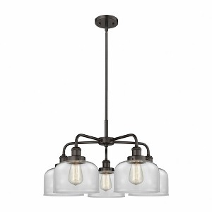 Bell - 5 Light Stem Hung Chandelier In Art Deco Style-14.75 Inches Tall and 26 Inches Wide - 1 of 1