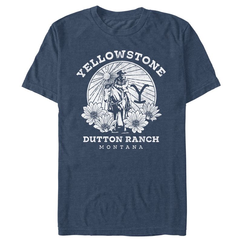 Men's Yellowstone Dutton Ranch Montana White Illustration T-Shirt, 1 of 5