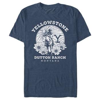 Men's Yellowstone Dutton Ranch Montana White Illustration T-Shirt