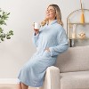PAVILIA Womens Fluffy Housecoat Zip Robe, Faux Shearling Zipped Up Front Bathrobe, Plush Warm Zipper House Coat Lounger - 3 of 4