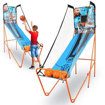 SereneLife Single Hoop Basketball Shootout Indoor Home Arcade Room Game with Electronic LED Digital Basket Ball Shot Scoreboard