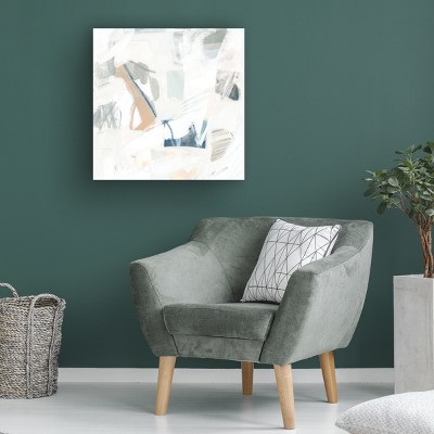 June Erica Vess Abstract White and Blue Canvas Art 18x18