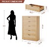 Zstar Modern Tall Rattan 5 Drawer Dresser or Living Room, Hallway, Entryway, Bedroom - 2 of 4