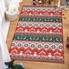 Machine Washable Area Rug, Low Pile Non-Slip Floor Mat with Snowmen & Houses, Festive Holiday Carpet for Living Room Bedroom, Red/Green - 2 of 4